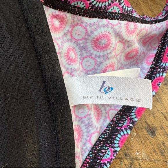 Pink and Black Patterned Women's Bikini Top - Picture 2 of 6